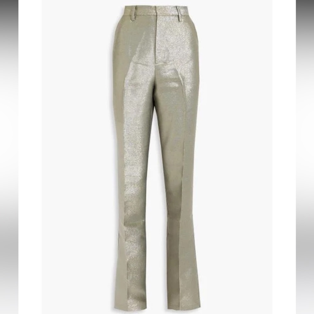 NWT Roony Kobo Moody Lame silver straight leg trouser